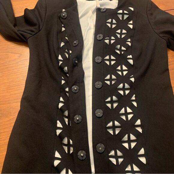 Laundry by Shelli Segal Jacket Geometric Cutout Coat Size 4 Chic Layering Piece - Picture 5 of 11